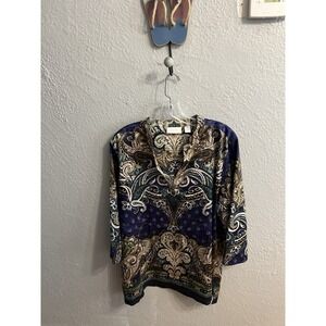 Chicos Women's  3/4 Sleeve V-Neck Blouse Size 3